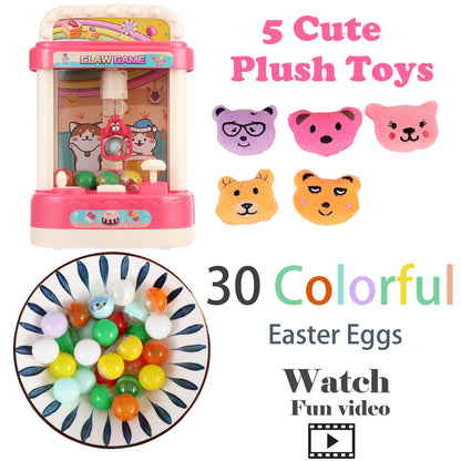 Arcade Claw Machine Candy Crane Game Toy for Kids with Prizes Set - 50 Mini Toys Refill Prizes for Birthday (Pink)