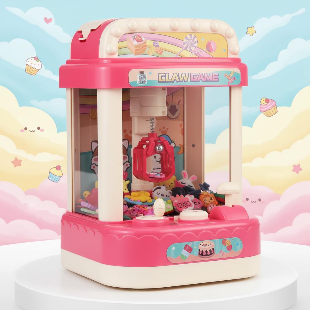 Get Ready for Giggles: Arcade Claw Machine Candy Grabber with 50 Mini Prizes - The Ultimate Birthday Surprise for Kids (Pink)