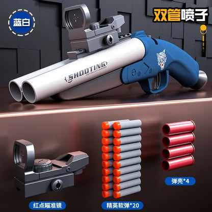 Double-Barreled Spray Shell Soft Bullet Gun Can Fire Short Hand Cannon Shotgun Outdoor Toy Gun Christmas Birthday Gift 2025