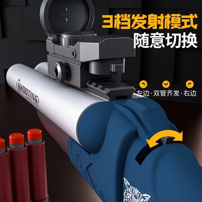 Double-Barreled Spray Shell Soft Bullet Gun Can Fire Short Hand Cannon Shotgun Outdoor Toy Gun Christmas Birthday Gift 2025